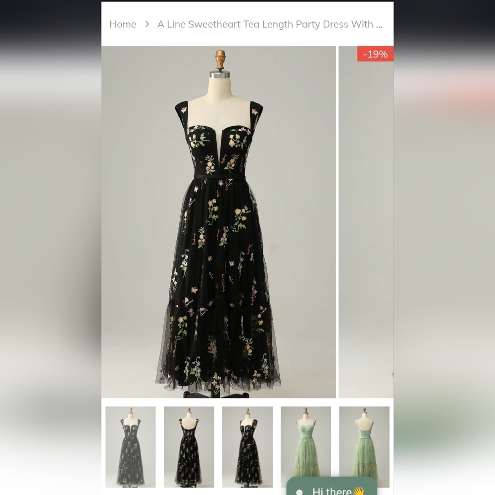 Black Floral Embroidered Maxi Dress with Sweetheart Neckline